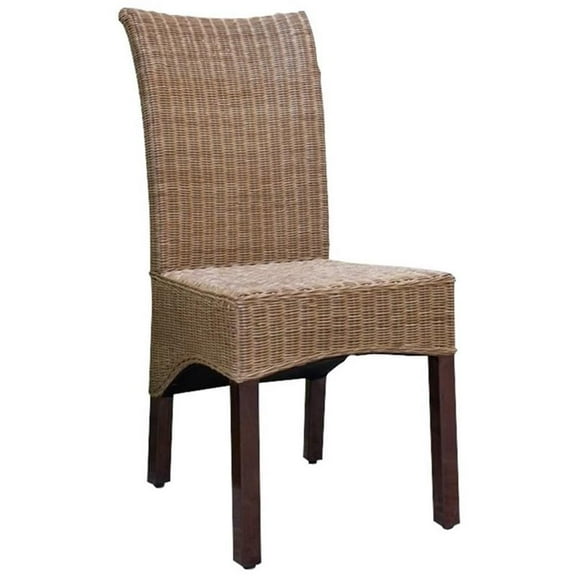 Pemberly Row Wicker Dining Side Chair in Natural Rattan