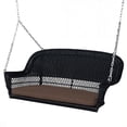thumbnail image 1 of Pemberly Row Wicker Porch Swing in Black with Brown Cushion, 1 of 1