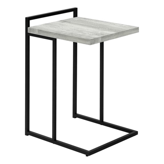 Pemberly Row Wide C-Shaped Accent Table with Handle in Grey Reclaimed Wood