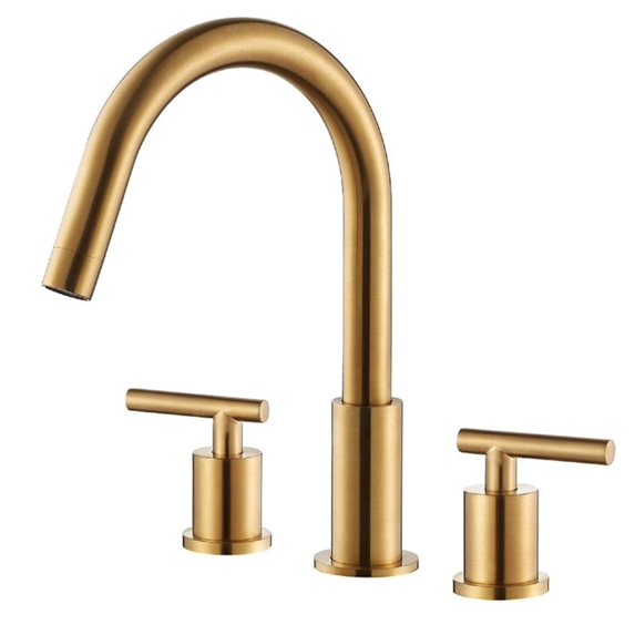 Pemberly Row Widespread Brushed Gold Bathroom Basin Sink Faucet