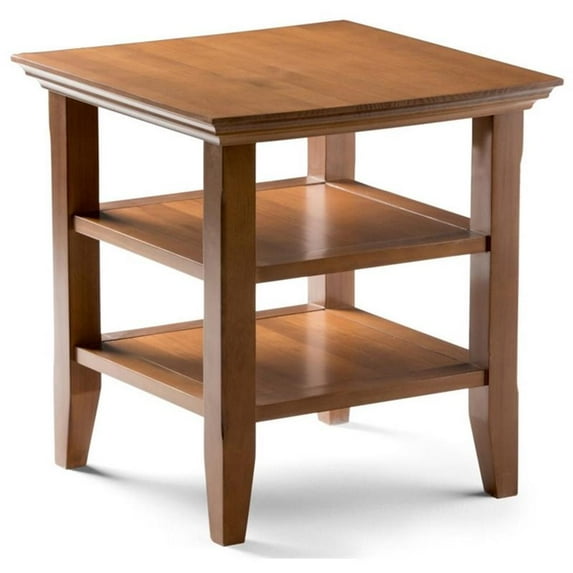 Pemberly Row Wood 19" Square Transitional End Table in Light Golden Brown