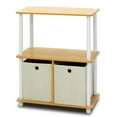 thumbnail image 1 of Pemberly Row Wood 3-Tier Storage Rack Shelving Unit w/Bins in Beech/Natural, 1 of 5