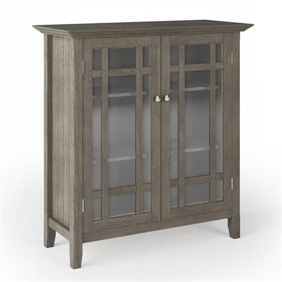 Pemberly Row Wood 39" Transitional Medium Cabinet in Farmhouse Gray