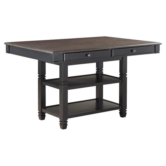 Pemberly Row Wood 4-Drawer Counter Height Dining Room Table in Black