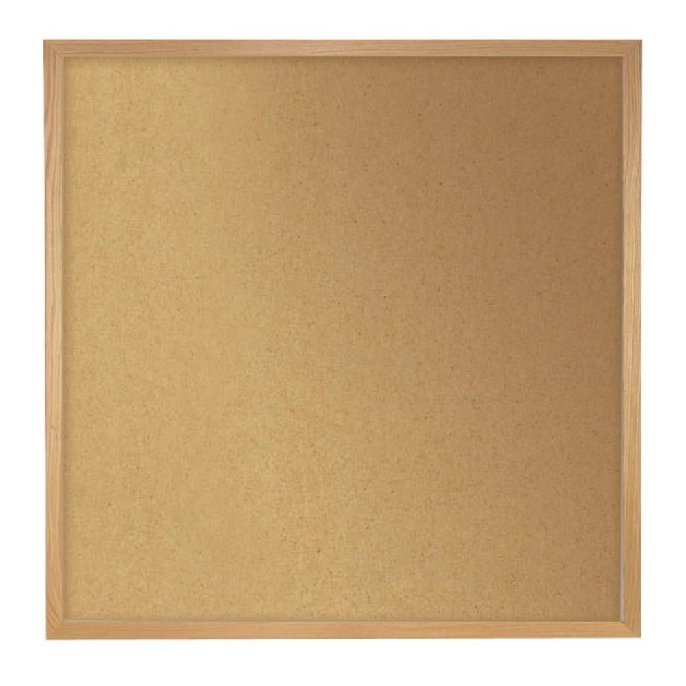 Pemberley Row Wood Oak Bulletin Board Square Self-Healing 48.5" Assembled