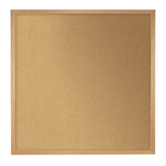 Pemberley Row Wood Oak Bulletin Board Square Self-Healing 48.5" Assembled
