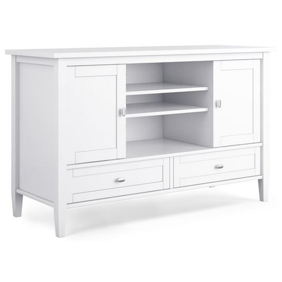 Pemberly Row Wood 47" Transitional TV Media Stand in White For TVs up to 50"
