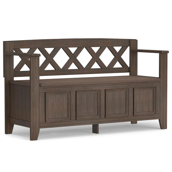 Pemberly Row Wood 48"WD Transitional Entryway Storage Bench - Farmhouse Brown