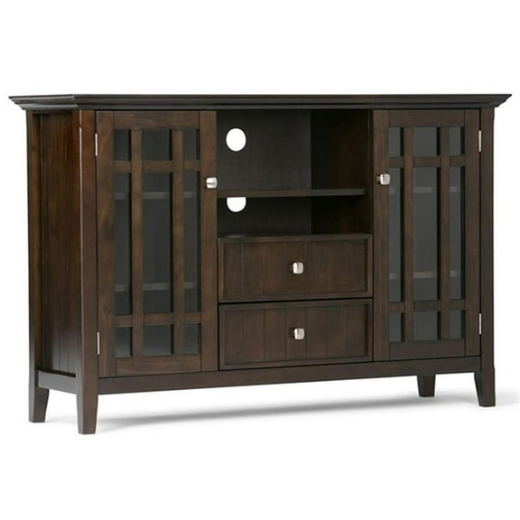 Pemberly Row Wood 53" Transitional TV Media Stand in Brown Finish