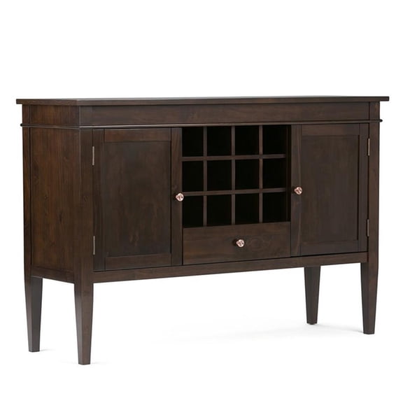 Pemberly Row Wood 54" Sideboard Buffet with Wine Rack in Dark Tobacco Brown