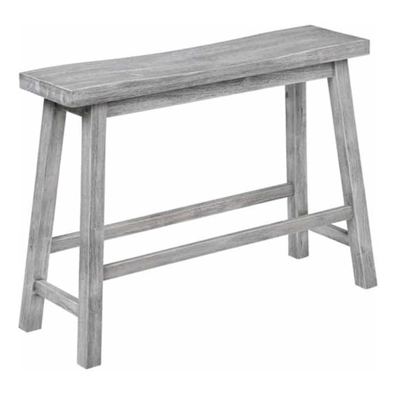 Pemberly Row Wood Backless Bench in Storm Gray Wire-Brush Finish