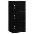 thumbnail image 1 of Pemberly Row Wood Bookcase with 3 Door/3 Shelf in Black, 1 of 5