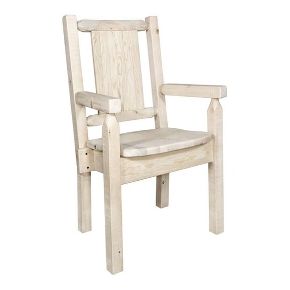 Pemberly Row Wood Captain's Chair with Moose Design in Natural