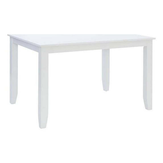 Pemberly Row Wood Casual Rectangle Dining Height Table Seating for 6 in White