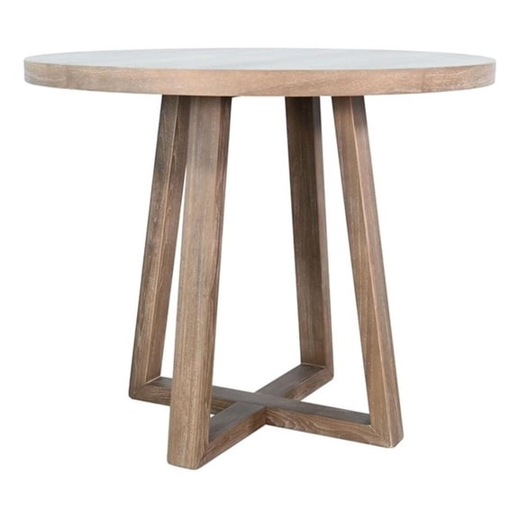 Pemberly Row Wood Coastal Natural Finish Round Bar Pub Table