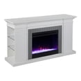 thumbnail image 1 of Pemberly Row Wood Color Changing Bookcase Fireplace in White/Gray, 1 of 3