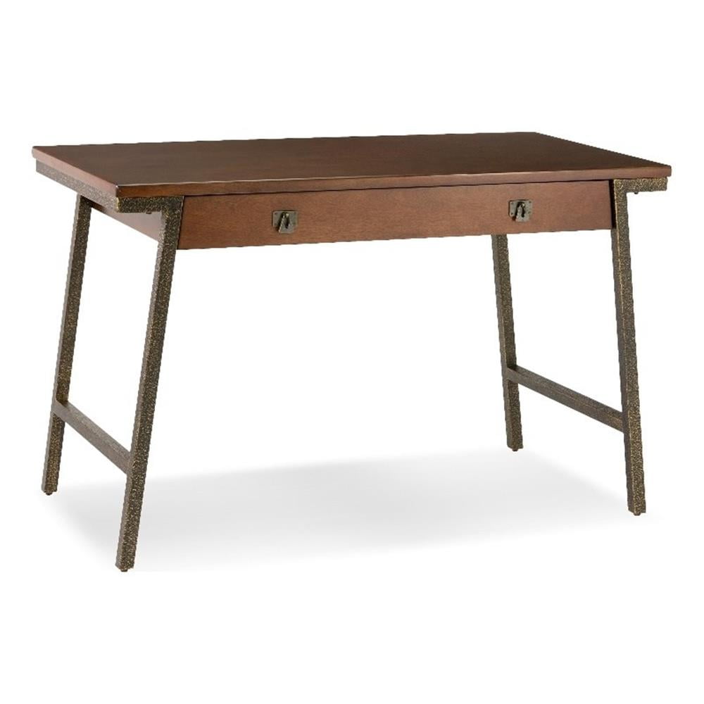 Pemberly Row Wood Computer Desk in Walnut and Foundry Bronze