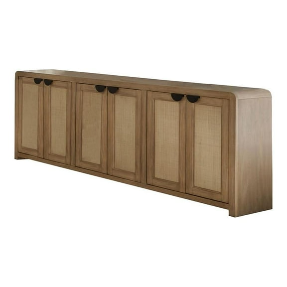 Pemberly Row Wood Console with Reversible Panel Doors in Natural