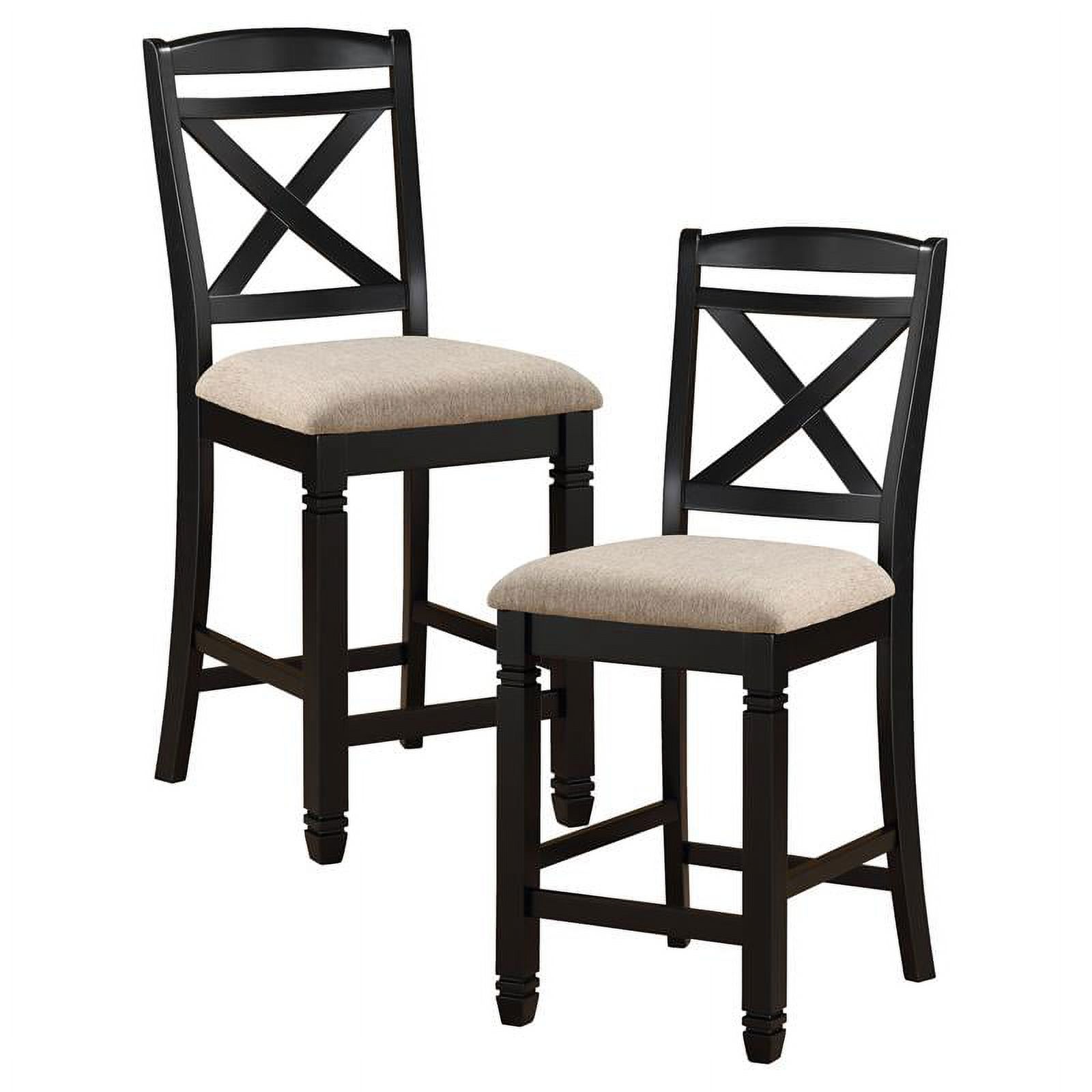 Pemberly Row Wood Counter Height Dining Chairs in Black and Beige (Set