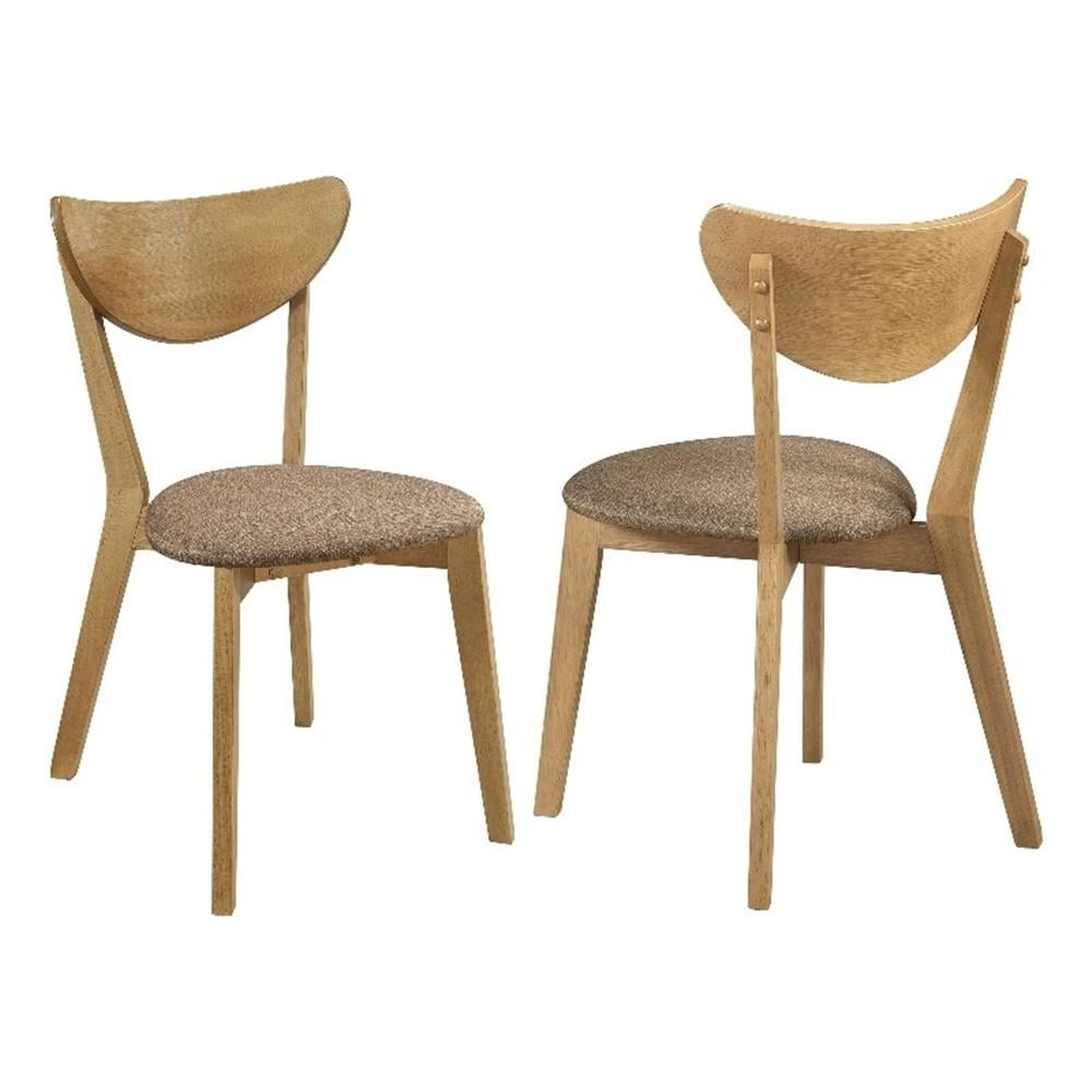 Light Walnut and Brown Upholstered Wood Side Chair Set
