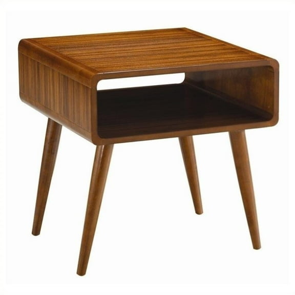 Pemberly Row Wood End Table with Open Cubby Storage in Rich Walnut