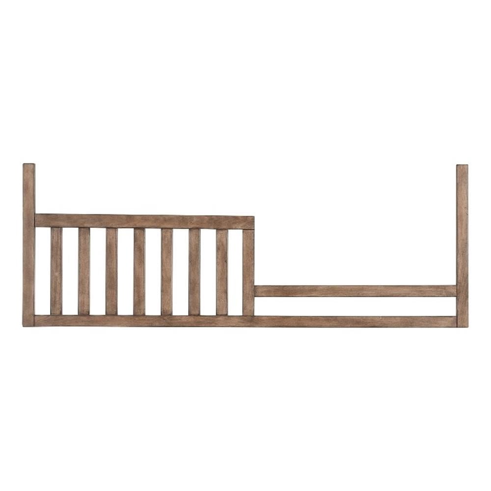Pemberly Row Wood Farmhouse Sturdy Toddler Rail in Cashew Finish