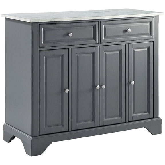 Pemberley Row Faux Marble Distressed Gray White Kitchen Island Rectangular 42.13"x18"x36" Unassembled