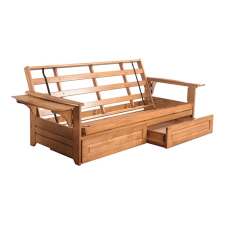 Pemberly Row Wood Frame with Storage Drawers in Brown and Butternut