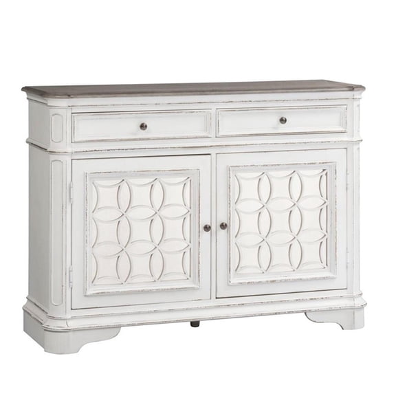 Pemberly Row Wood French & English Dovetail Construction Buffet in White