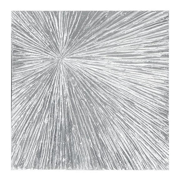 Pemberly Row Wood Hand Painted Sunburst Deco Box Wall Decor in Silver