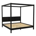 thumbnail image 1 of Pemberly Row Wood King Size Canopy Bed with Slatted Headboard in Black, 1 of 16