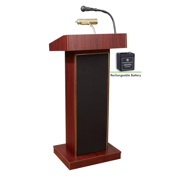 Pemberly Row Wood Lectern and Rechargeable Battery in Mahogany