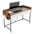 thumbnail image 1 of Pemberly Row Wood/Metal Home Office Writing Desk with Drawers in Walnut/Cement, 1 of 5