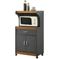 thumbnail image 1 of Pemberly Row Wood Microwave Kitchen Cart with Open Storage in Gray Oak, 1 of 5