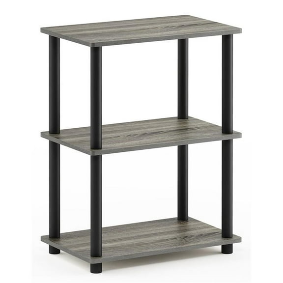 Pemberly Row Wood No Tool 3-Tier Storage Shelf in French Oak Gray/Black
