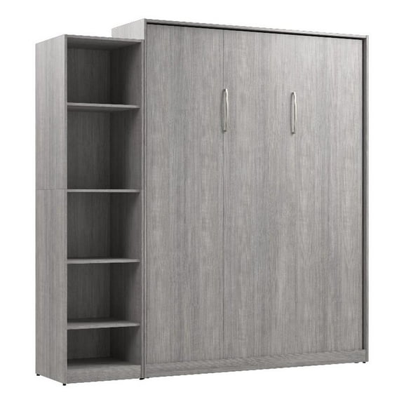Pemberly Row Wood Queen Murphy Bed with Closet Organizer in Gray