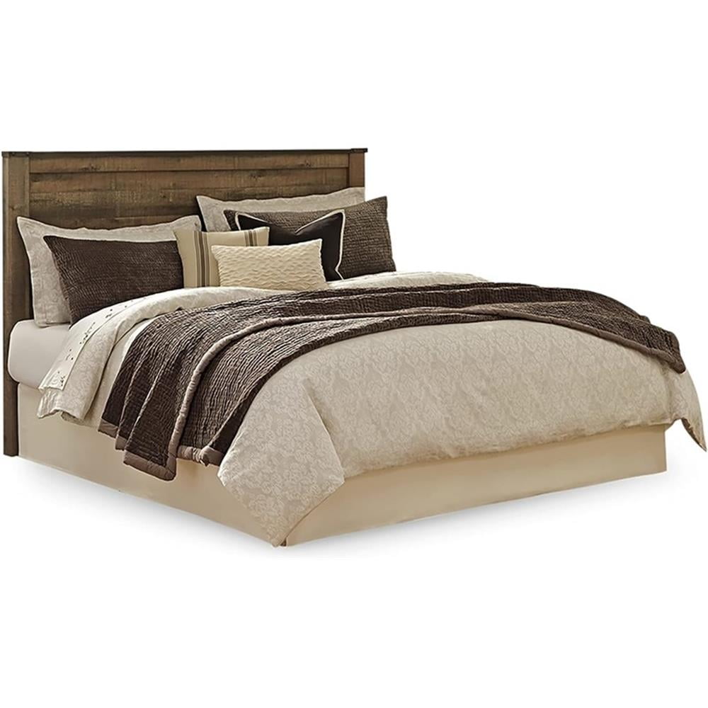 Pemberley Row Wood Brown Headboard Panel Rectangular Nailhead Trim 64.53"W x 53.82"H x 3.46"D