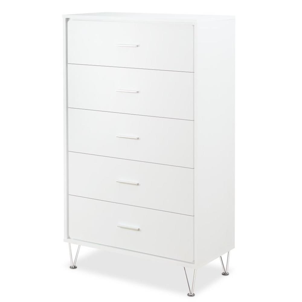 Rectangular Chest Pemberly Row Wood Rectangular Chest with 5 Storage Drawers in White ...
