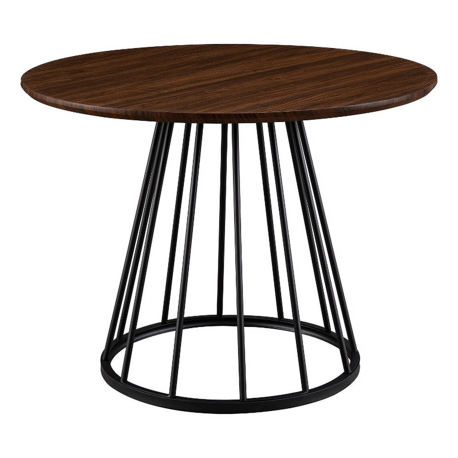 Pemberly Row Wood Round Dining Table w/ Metal Caged Base - Dark Walnut / Black - Walmart.com