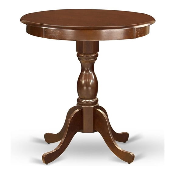 Pemberly Row Wood Small Dining Table with Pedestal Legs in Mahogany