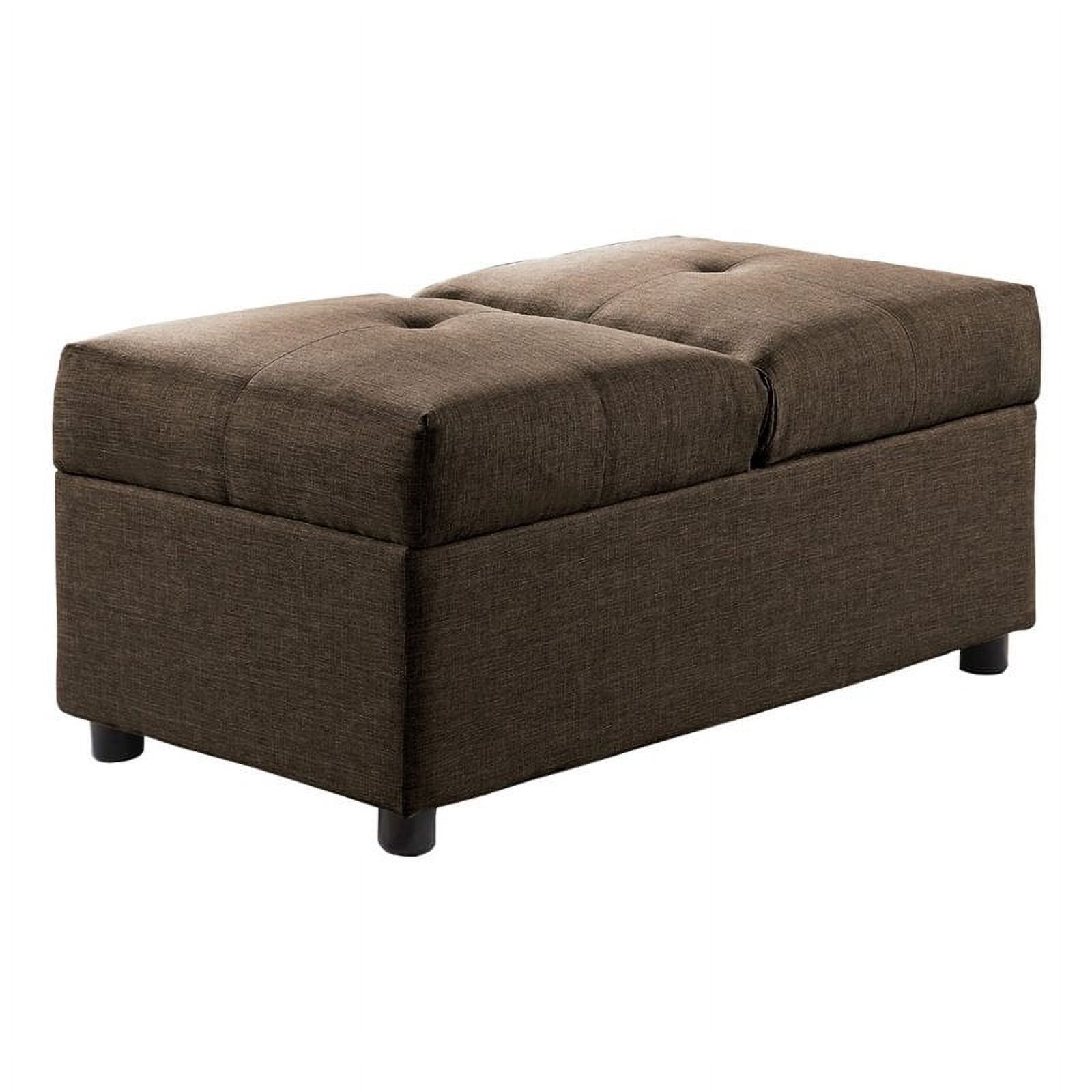HomeWorthy Faux Leather Storage Ottoman – 42 Inch, Linen Finish