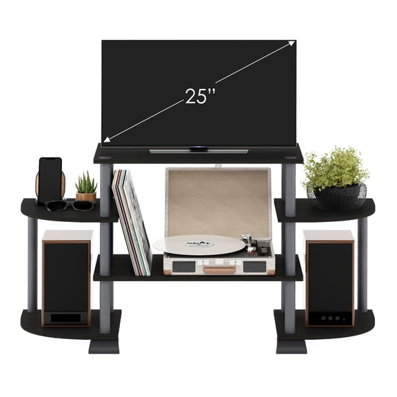 Pemberly Row Wood TV Entertainment Center for TV up to 25" - Black/Gray