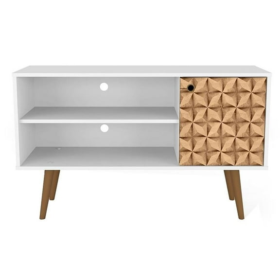 Pemberly Row Wood TV Stand for TVs up to 46" in White / 3D Prints