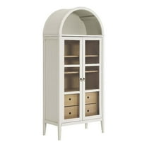 Pemberly Row Wood Tall Storage Display Cabinet in White and Oak