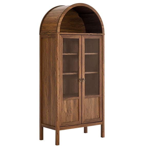 Pemberly Row Wood Tall Storage Display Cabinet with Rounded Arched Top ...