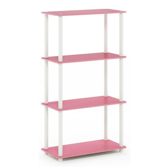 Pemberley Row Engineered Wood Pink White 4-Tier Shelf Rectangular Unassembled