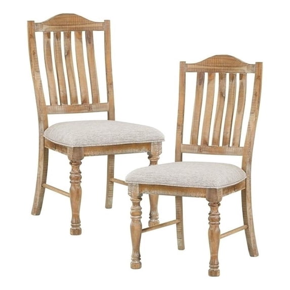 Pemberly Row Wood and Fabric Dining Chair in Wheat (Set of 2)