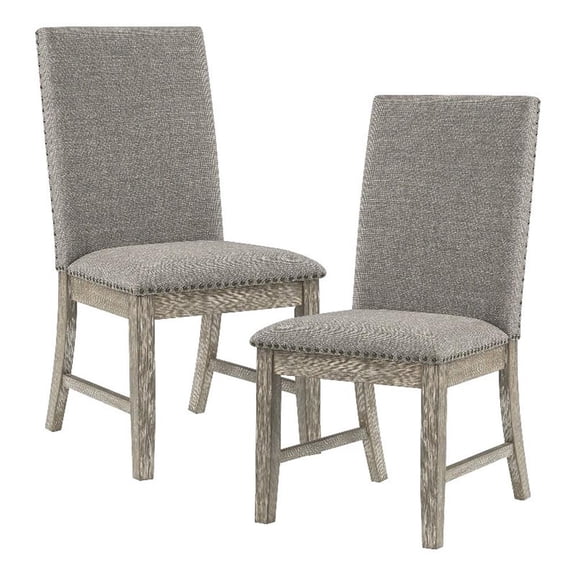 Pemberly Row Wood and Fabric Dining Chairs in Brownish Gray (Set of 2)