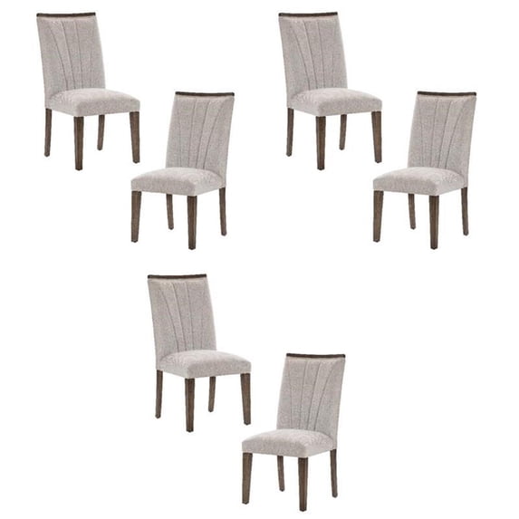 Pemberly Row Wood and Fabric Dining Room Chairs in Brown (Set of 6)