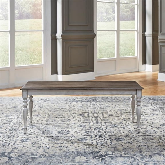 Pemberly Row Dining Bench with Heavy Turned Legs in Antique White